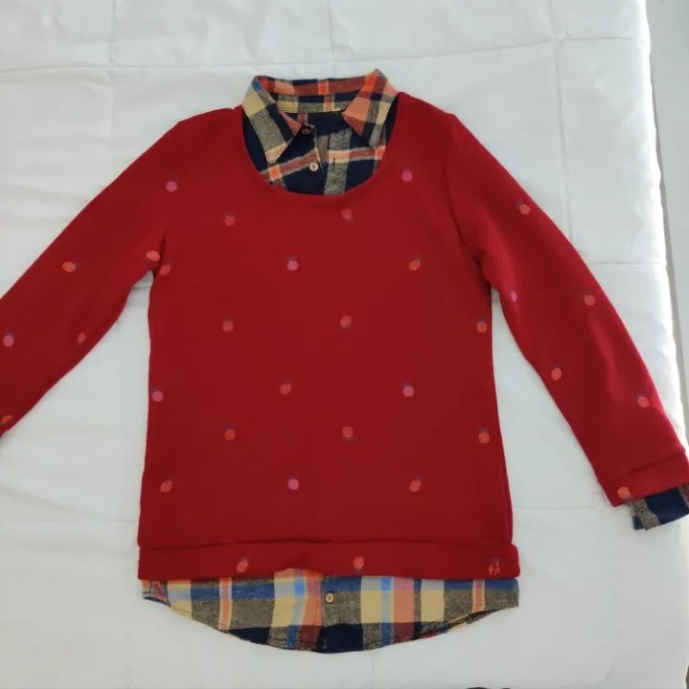 Burgundy Fake Two Set Sweatshirt